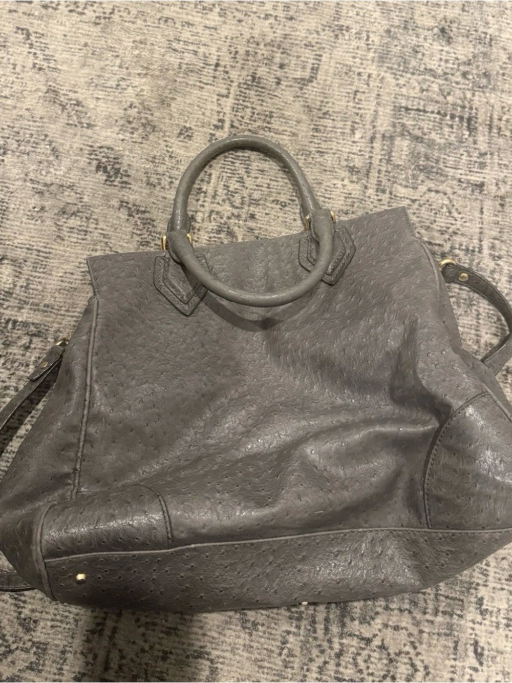 Marc By Marc Jacobs Gray Ostrich-Textured Tote - Picture 1 of 8